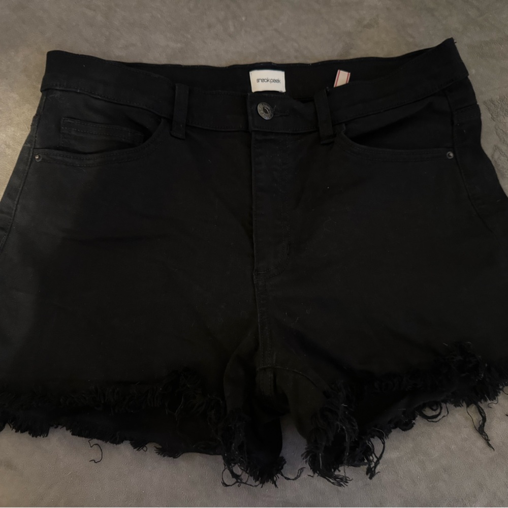 Distressed Black Jean Shorts